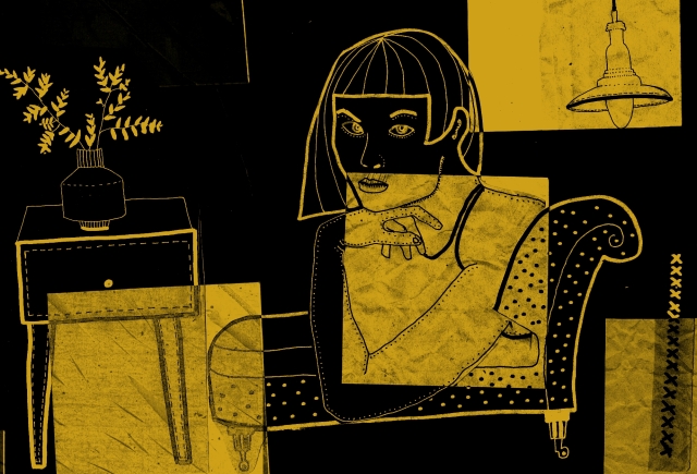 interior black yellow illustration